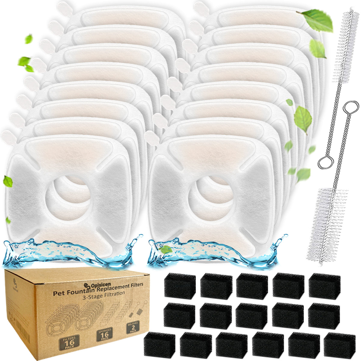 34Pcs Cat Water Fountain Replacement Filters Compatible with VEKEN